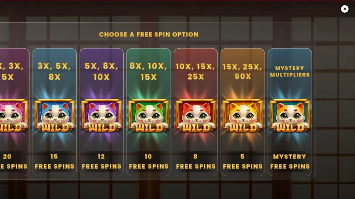 Tampilan visual slot Monoliet Neko dengan simbol kucing keberuntungan dan elemen emas