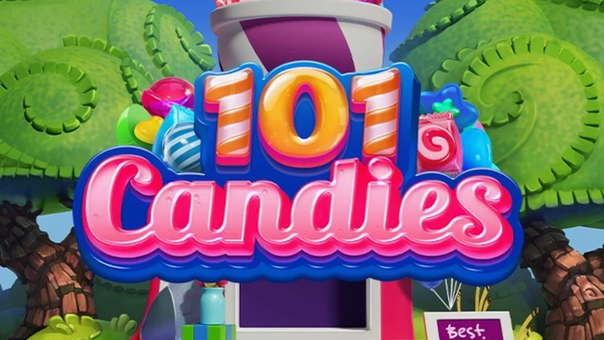 Tampilan visual cerah dan penuh warna dari permainan slot 101 Candies